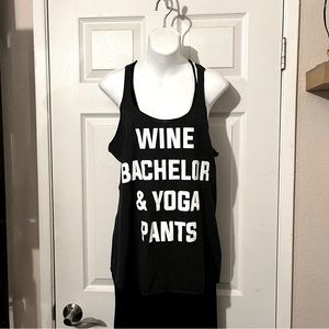 Wine Bachelor & Yoga Pants Razor Back Tank Top Sz L